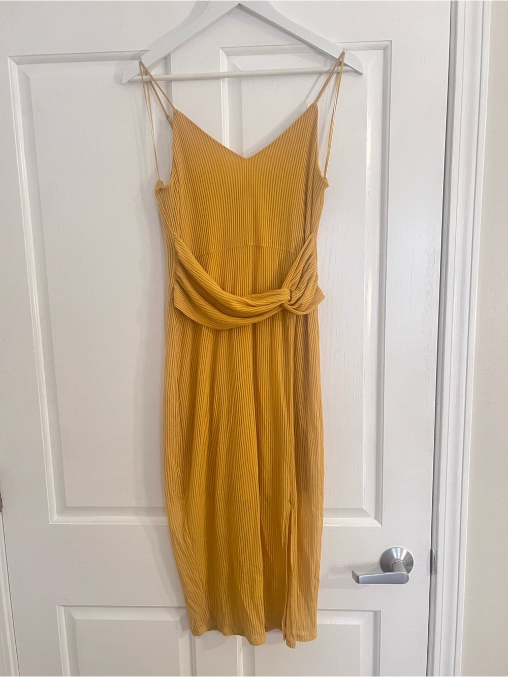 Mustard Yellow Spaghetti Strap Midi Dress